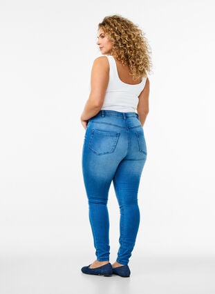 Zizzi Super slim Amy jeans med høyt liv, Light blue, Model image number 1