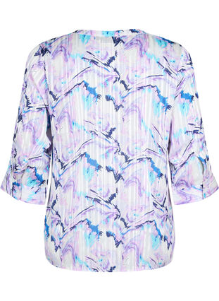 Bluse med mønster og 3/4-ermer, Blue Lilac AOP, Packshot image number 1