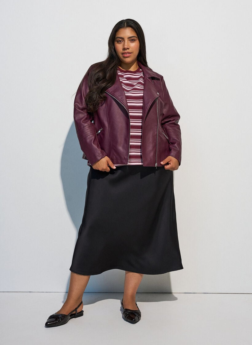 Midiskj&oslash;rt i sateng, Svart, Model image number 1