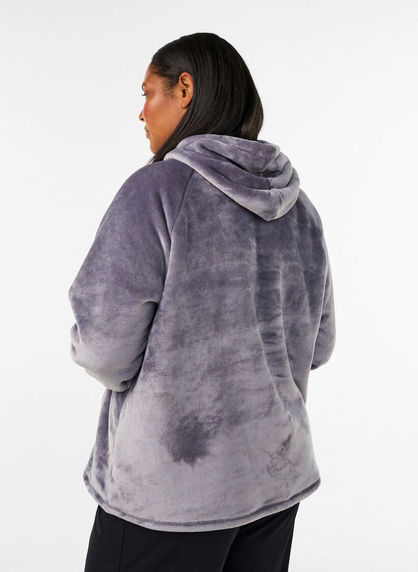Velour-hettegenser med kengurulomme, Gr&aring;, Model image number 2