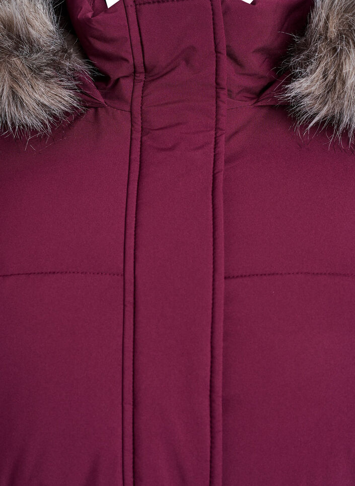 Vannavstøtende parkas med imitert pelskrage, Mørk Bordeaux, Packshot image number 2
