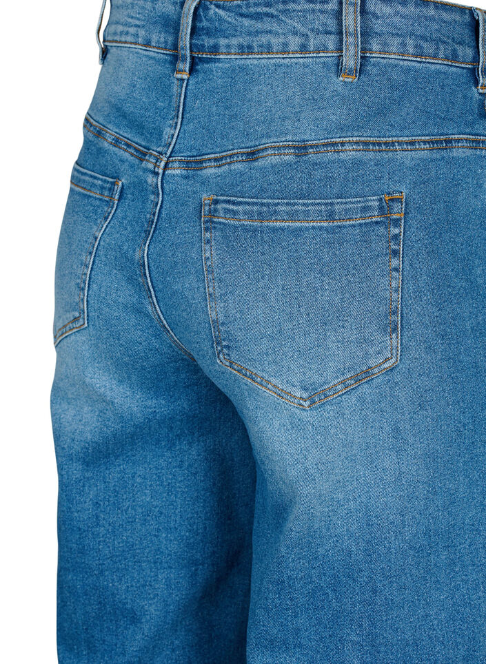 Cropped jeans med vidde, Blue denim, Packshot