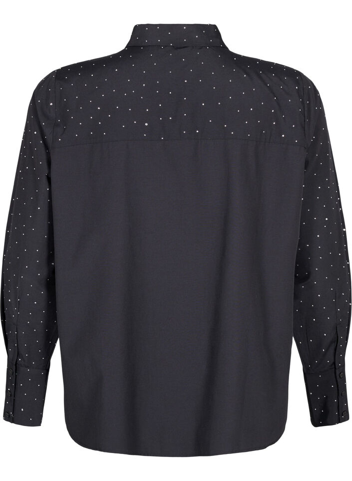 Skjorte med strass, Black, Packshot image number 1