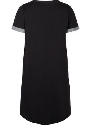 Kjole med korte ermer og splitt, Black, Packshot image number 1