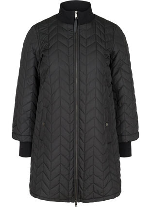 Lett jakke med quiltet mønster og lommer, Black, Packshot image number 0