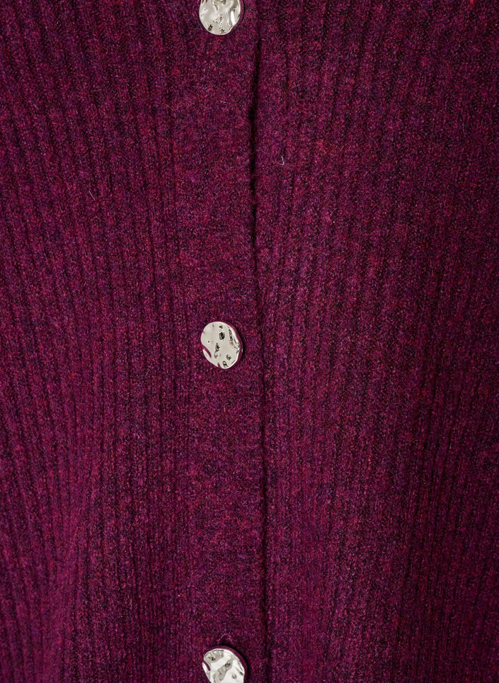 Cardigan med V-hals og ribbestruktur, Lilla, Packshot image number 2