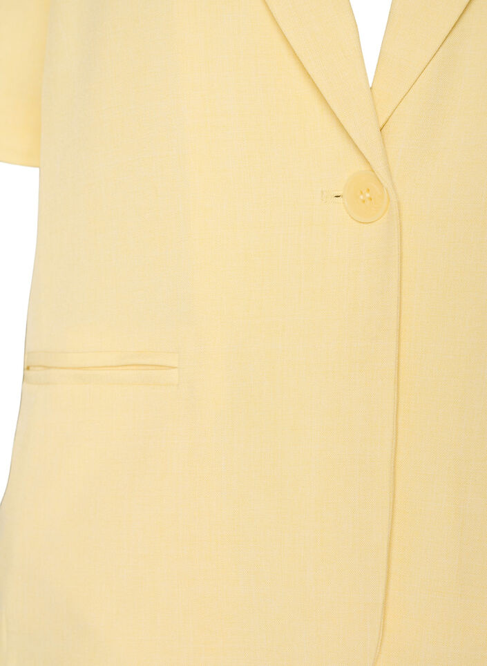 Blazer med korte ermer og slag, Gul, Packshot image number 2