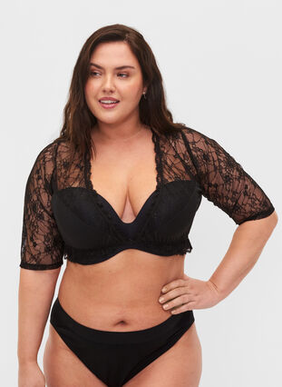 Kort blondetopp, Black, Model image number 2
