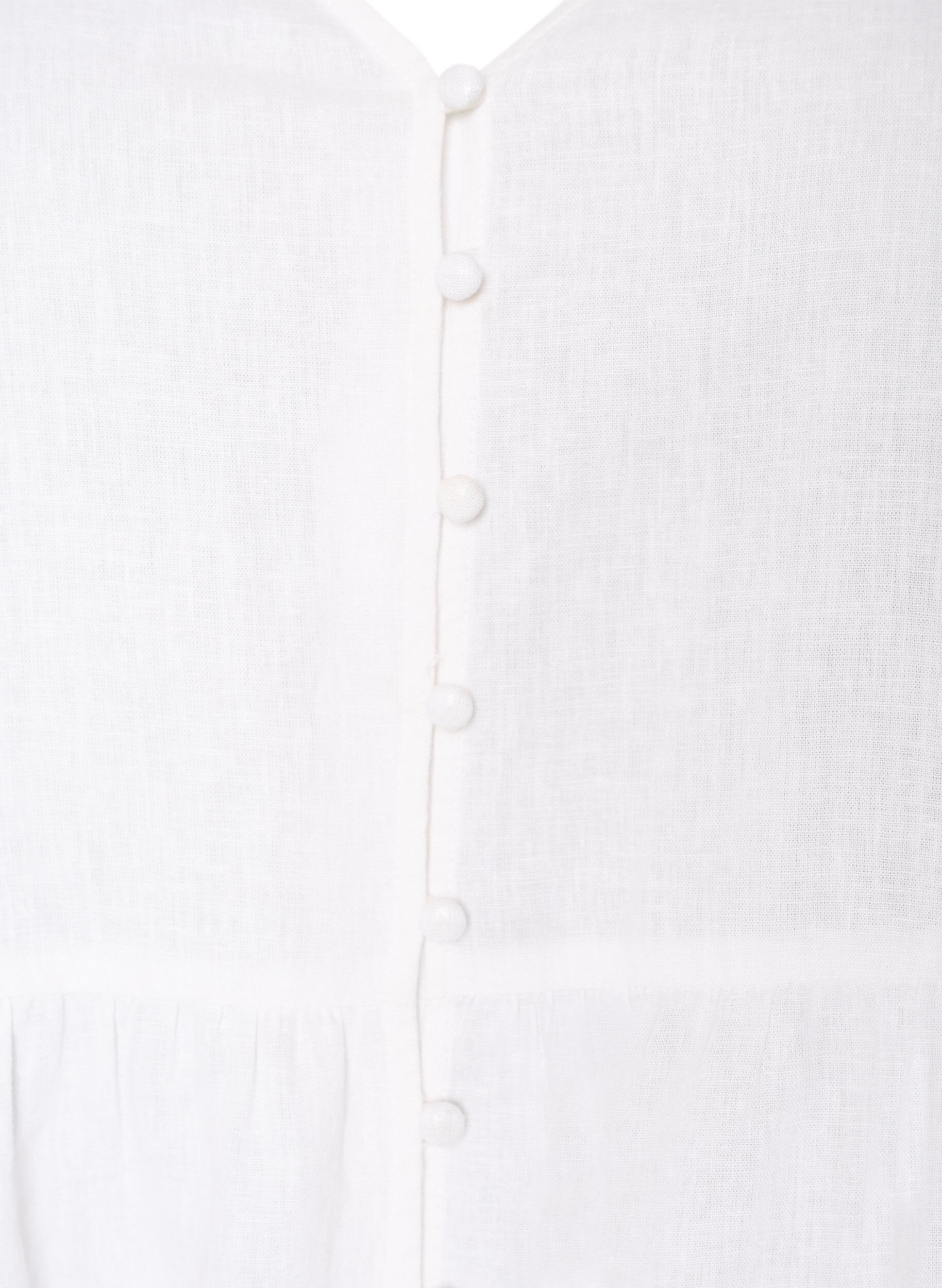 ZizziBluse i lin og viskose med V-hals og knappelukking, Hvit, Packshot image number 2