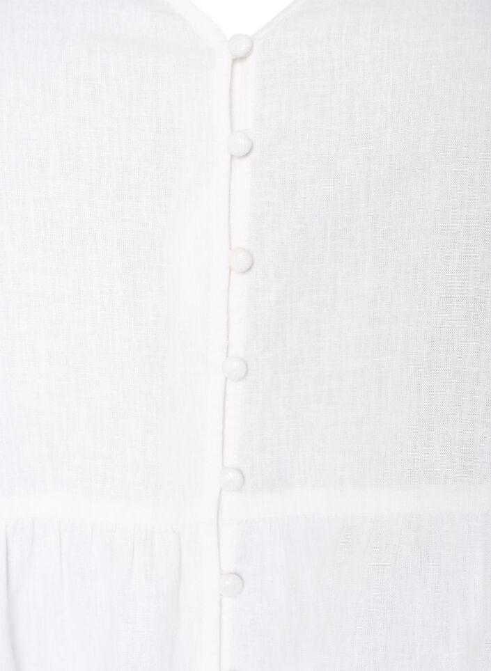 Bluse i lin og viskose med V-hals og knappelukking, Hvit, Packshot image number 2