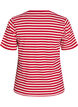 T-shirt med striper og ribbestrikket struktur, R&oslash;d, Packshot image number 1