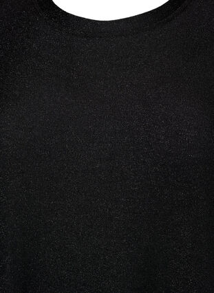 Glitterkjole med 3/4-ermer og rund hals, Black Black, Packshot image number 2
