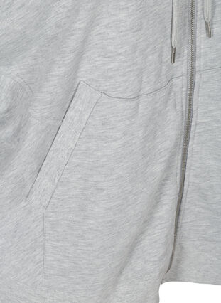 Kortermet hettegenser med glidelås, Light Grey Melange, Packshot image number 3