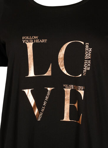 Kortermet T-skjorte i bomull med trykk, Black W. Love , Packshot image number 2
