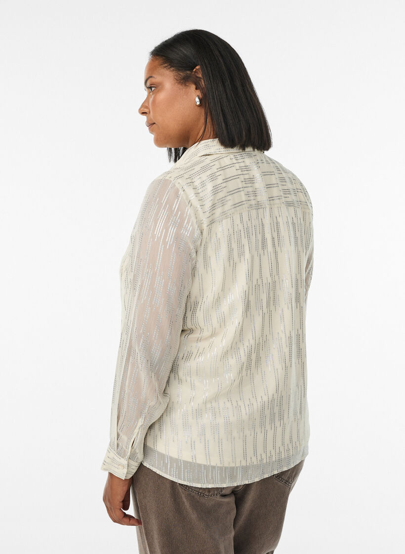 Skjorte med glitrende mønster, Vanilje, Model image number 2