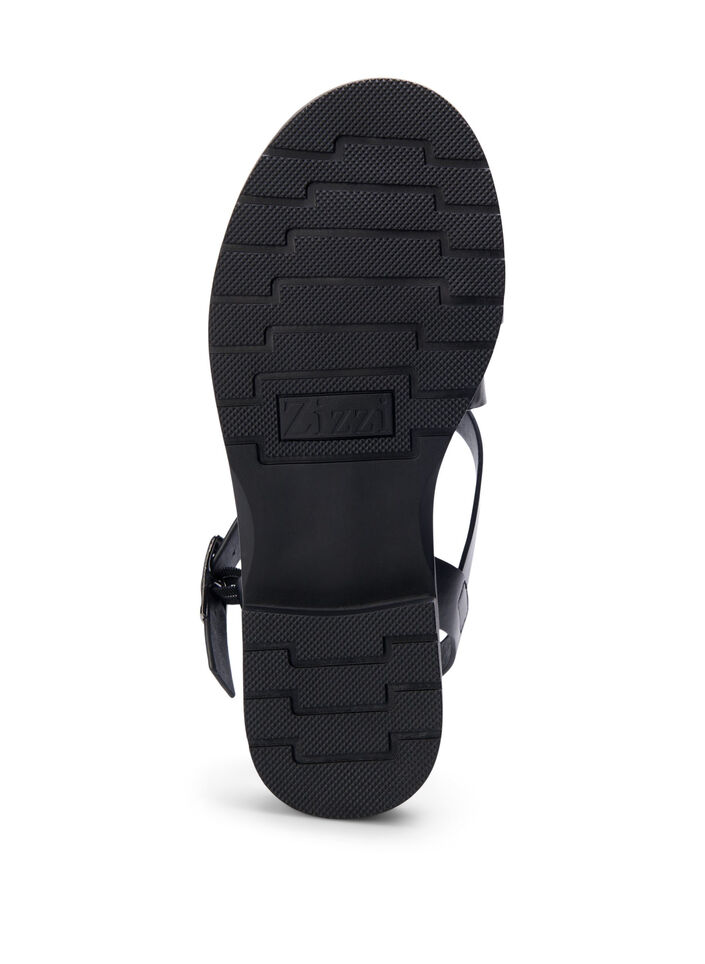 Sommersandal i skinn med bred passform, Black, Packshot image number 5