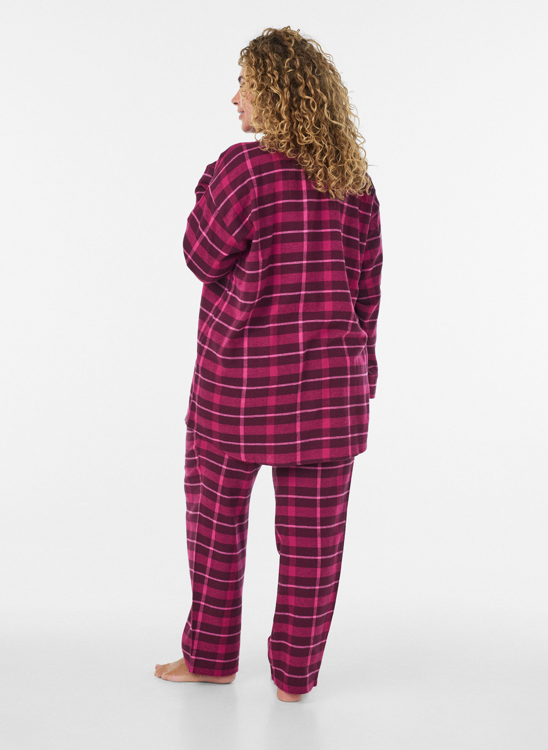 ZizziRutete bomulls pyjamasbukser, R&oslash;d, Model image number 1