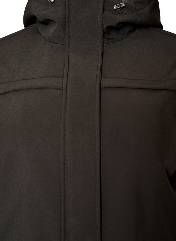 Vannavvisende softshell jakke med vattert f&ocirc;r, Svart, Packshot image number 2