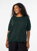 Finstrikket bluse med korte ermer, Gr&oslash;nn, Model image number 0
