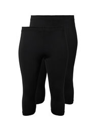2-pack leggings med 3/4 lengde, Black / Black