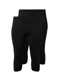2-pack leggings med 3/4 lengde, Svart 2-pack leggings med 3/4 lengde