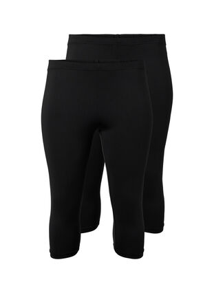 2-pack leggings med 3/4 lengde, Black / Black, Packshot image number 0