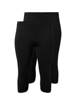 Zizzi 2-pack leggings med 3/4 lengde, Svart, Packshot image number 0