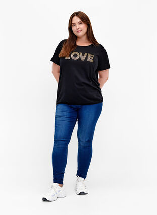 Bomullst-skjorte med folie-trykk, Black W. Love, Model image number 2