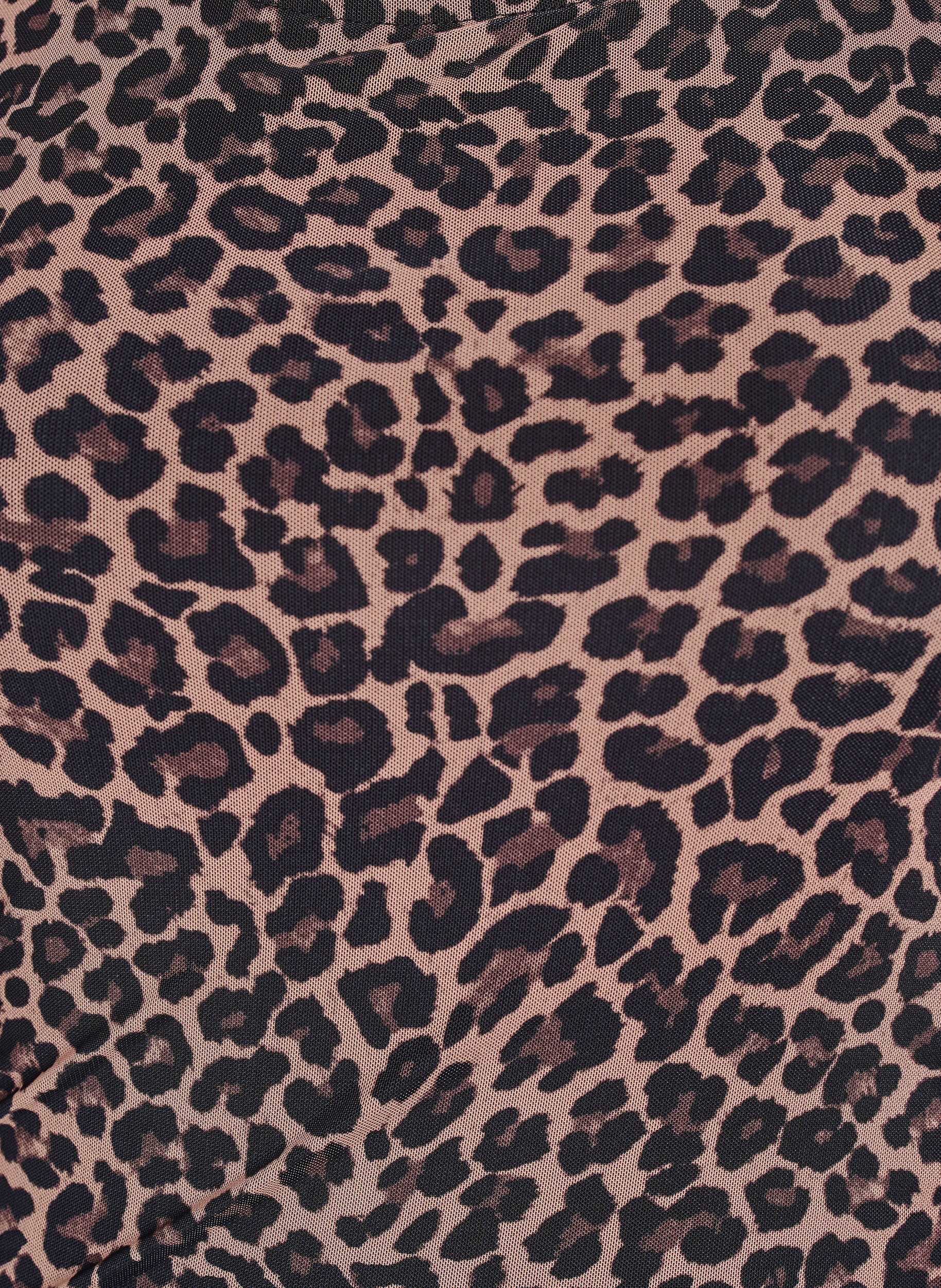 Zizzi Kort mesh-kjole med leopardtrykk, Brun, Packshot image number 2