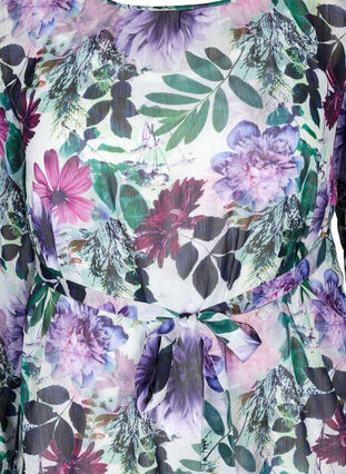 Blomstrete midikjole med lange ermer, Purple Flower mix, Packshot image number 2