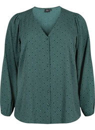 Skjortebluse med v-hals og trykk, Scarab Graphic AOP