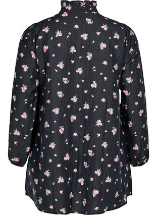 Zizzi Blomstret tunika i lyocell, Svart, Packshot image number 1