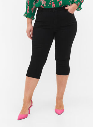 Amy capribukser med høyt liv og super slim fit, Black, Model image number 2