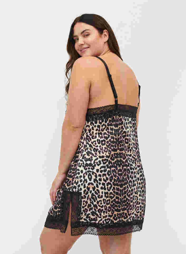 Nettkjole med leopardmønster og blonder, Animal Print, Model image number 1
