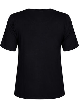 T-skjorte i ribbestrikket viskose, Black, Packshot image number 1