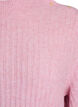 Ribbestrikket genser med puffede ermer og knapper, Rosa, Packshot image number 2