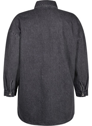 Zizzi Løstsittende denimjakke med knapper, Grey Denim, Packshot image number 1