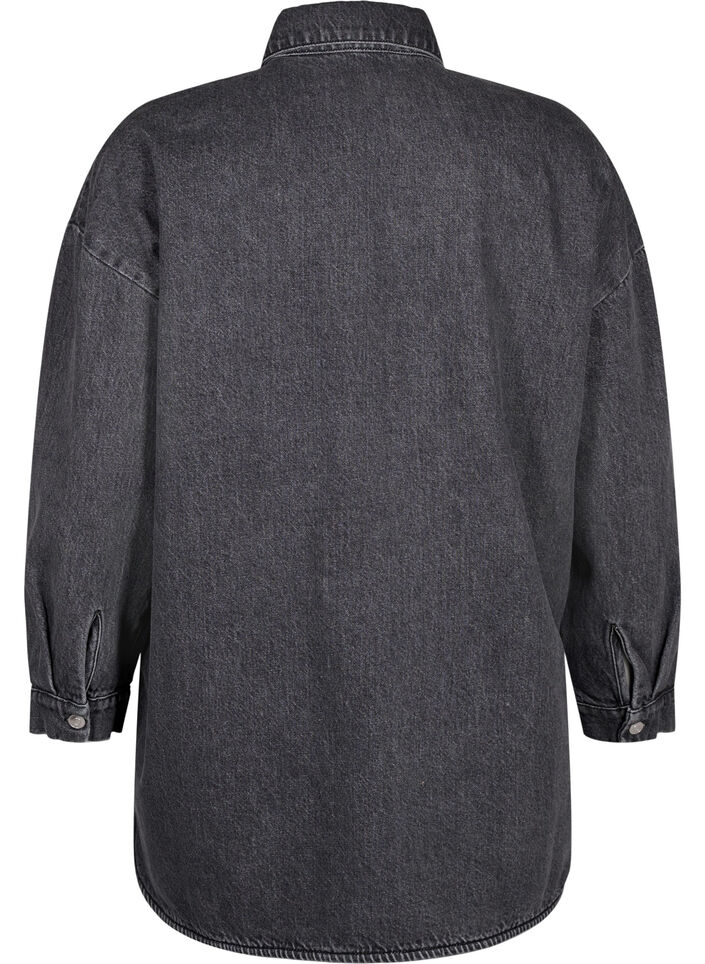Løstsittende denimjakke med knapper, Grey Denim, Packshot image number 1