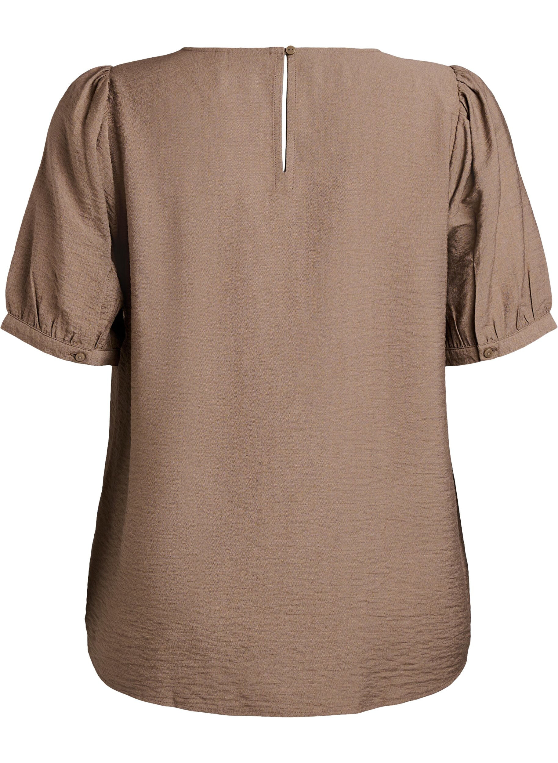 Zizzi Viskose bluse med 1/2 ermer, Brun, Packshot image number 1