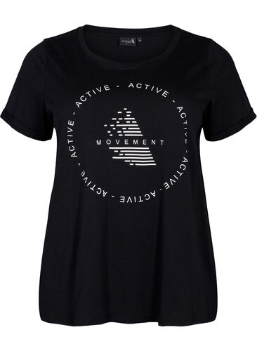 T-skjorte til trening med trykk, Black White Logo, Packshot image number 0