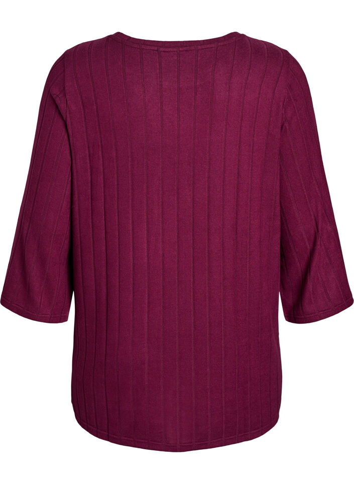 Løs bluse med 3/4-ermer, Mørk Bordeaux, Packshot image number 1