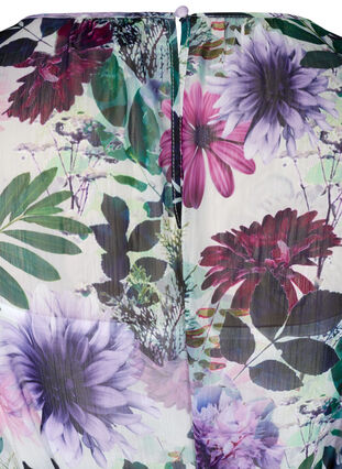 Blomstrete midikjole med lange ermer, Purple Flower mix, Packshot image number 3