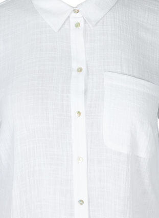 Langermet skjorte i strukturert bomull, White, Packshot image number 2