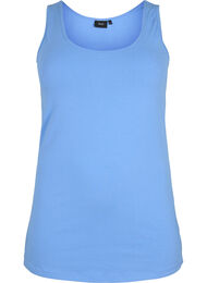 Ensfarget basic topp i bomull, Blue Bonnet