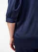 Bluse med satenglook, 1/2-ermer og volangkrage, Bl&aring;, Model image number 3