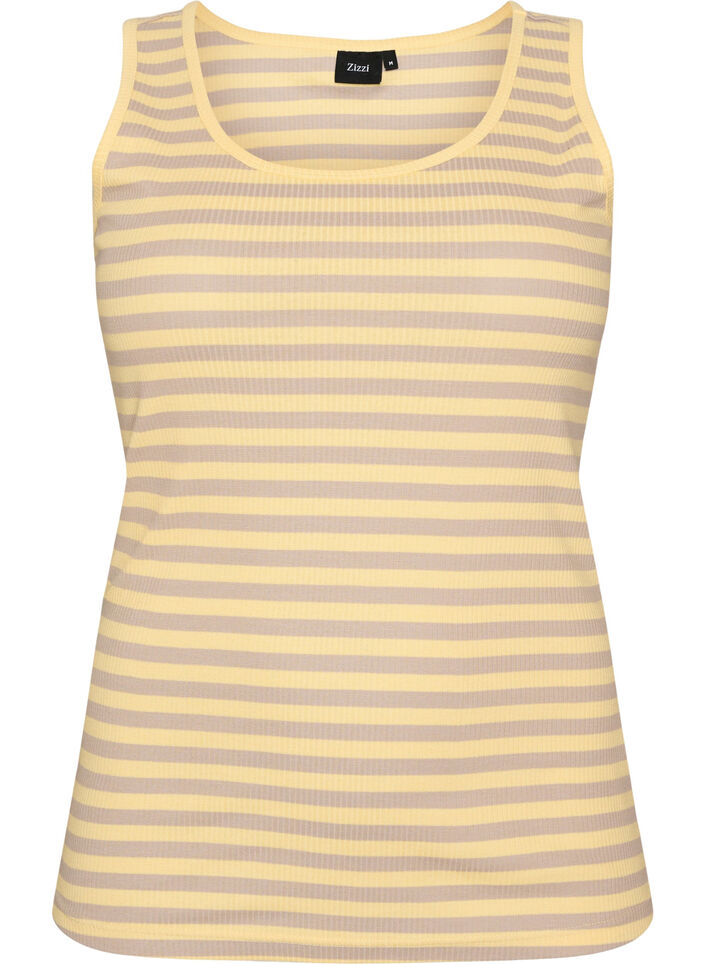 Stripete ribbestrikket singlet, Gul, Packshot image number 0