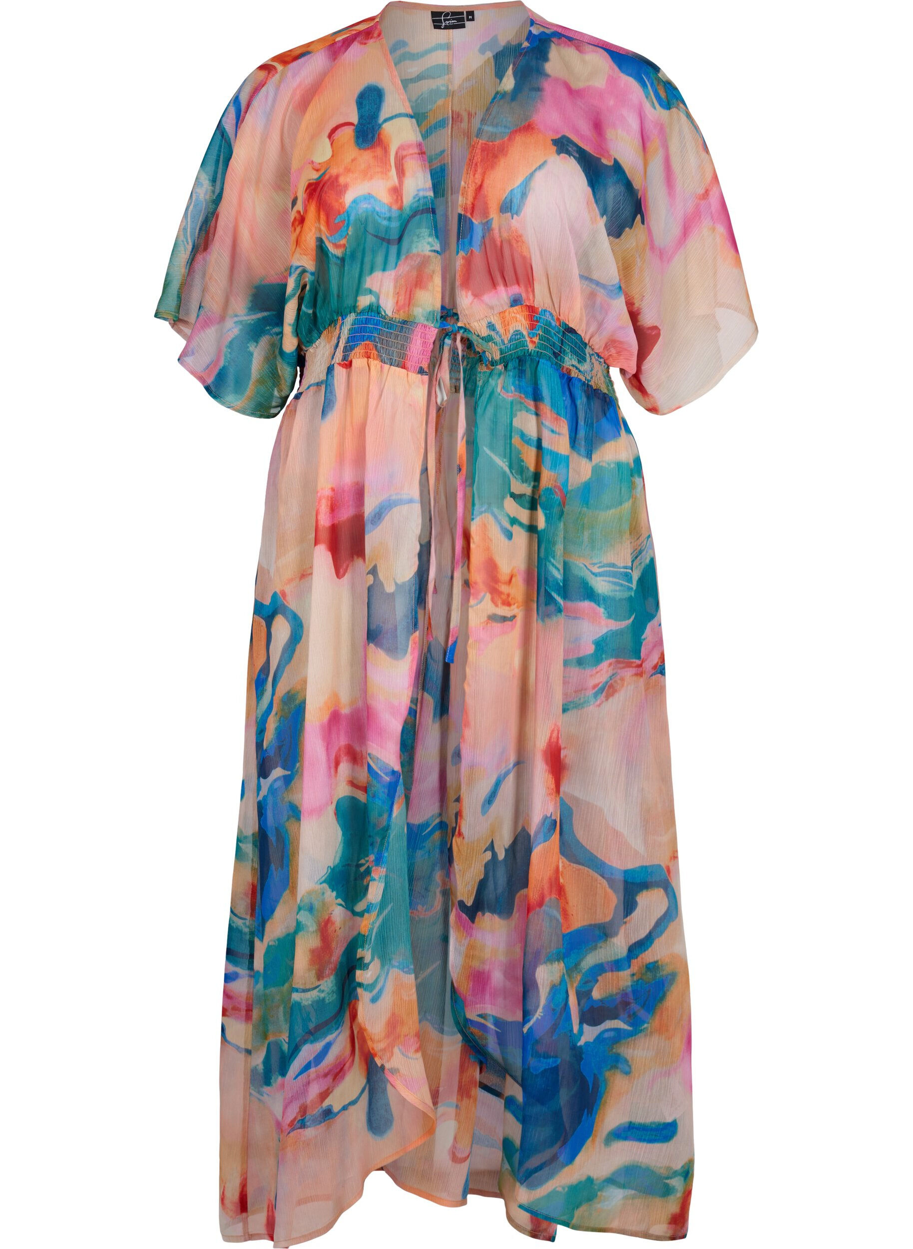 Zizzi Strandkimono med m&oslash;nster, Watercolor, Packshot image number 0