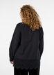 Loose skjorte med bred blondekant, Svart, Model image number 2