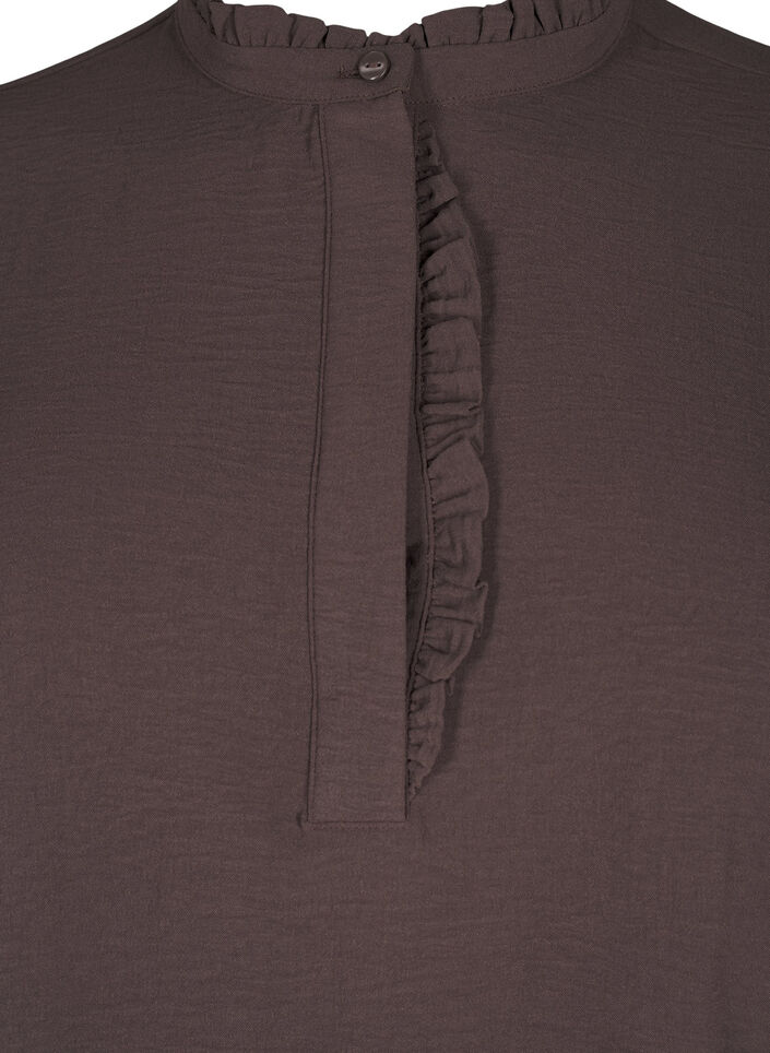 Langermet kjole med volangedetaljer, Chocolate Martini, Packshot image number 2