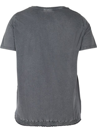 T-skjorte i bomull med nagler og smock, Grey Wash, Packshot image number 1